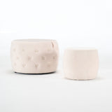 Button-Tufted Nesting Ottomans with Tray