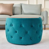 Button-Tufted Nesting Ottomans with Tray