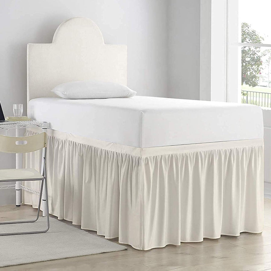 Ivory Twin XL Dorm Bed Skirt, 30-Inch Drop