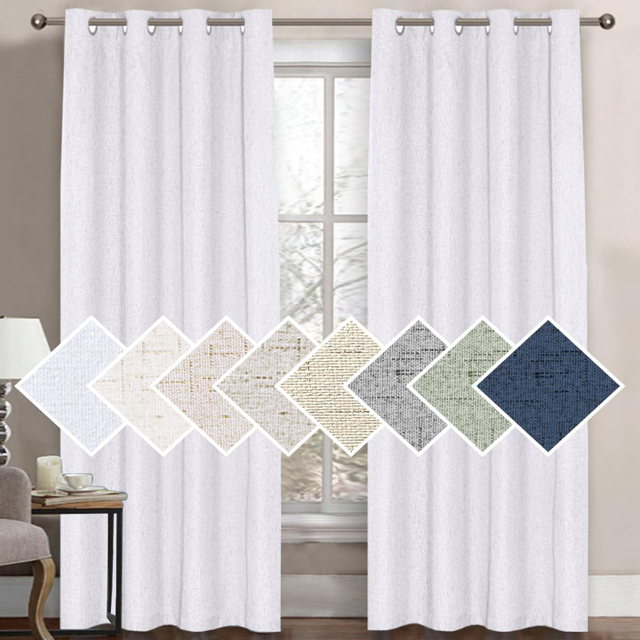 Linen-Look Blackout Curtain Panel | Pure White