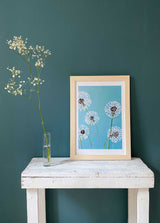 Art Print:  Dandelions on Aqua