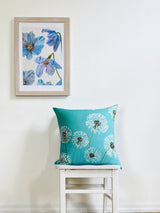 Throw Pillow: Dandelions on Aqua