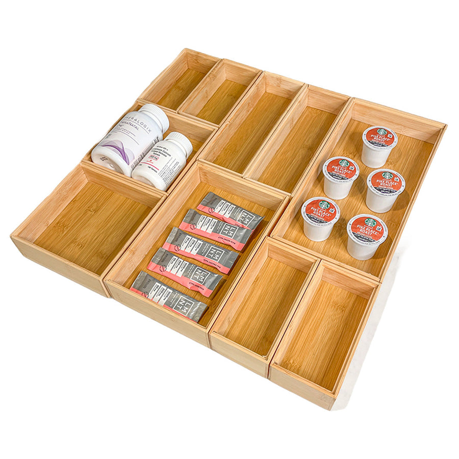 Bamboo Stackable Drawer Organizers