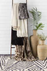 Black Faux Fur Throw Blanket - Clearance