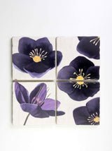 Coaster Set: Black Hellebore on Snow