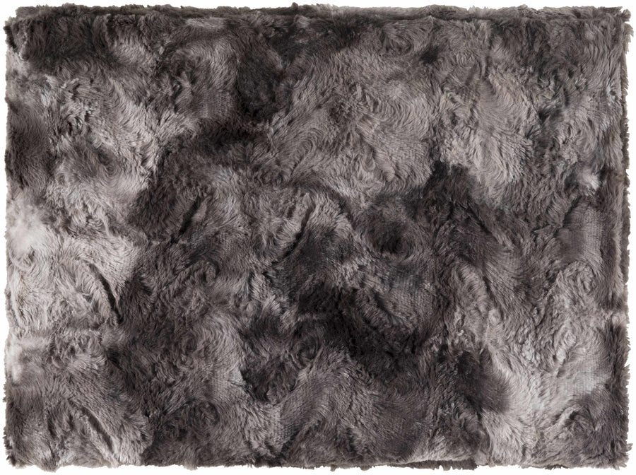 Black faux fur throw